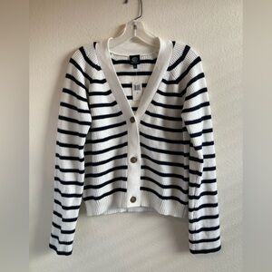 Bobeau Warm White Striped Cardigan — SEE COLOR NOTES